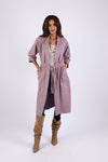 225752 Cotton Long Robe: Lavender Cardigan Belt