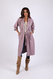 225752 Cotton Long Robe: Lavender Cardigan Belt
