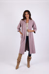 225752 Cotton Long Robe: Lavender Cardigan Belt