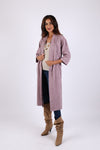 225752 Cotton Long Robe: Lavender Cardigan Belt
