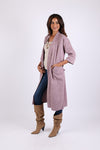 225752 Cotton Long Robe: Lavender Cardigan Belt