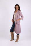 225752 Cotton Long Robe: Lavender Cardigan Belt
