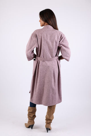 225752 Cotton Long Robe: Lavender Cardigan Belt