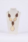 225801 Gypsy Grove: White and Brown Wooden Necklace