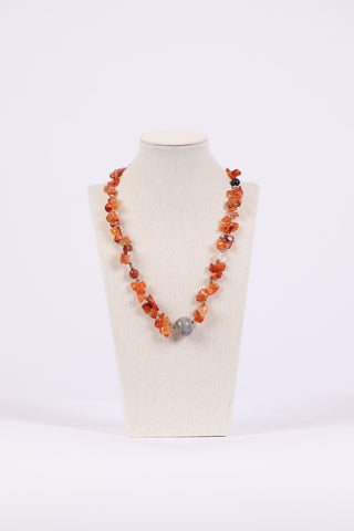 225824 Orange Stone Necklace