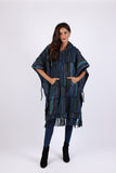 225900 Baja Blue Hippie Poncho: Hooded with Tassels