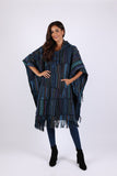 225900 Baja Blue Hippie Poncho: Hooded with Tassels