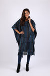 225900 Baja Blue Hippie Poncho: Hooded with Tassels