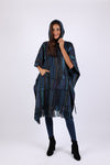 225900 Baja Blue Hippie Poncho: Hooded with Tassels