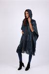 225900 Baja Blue Hippie Poncho: Hooded with Tassels