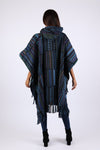 225900 Baja Blue Hippie Poncho: Hooded with Tassels