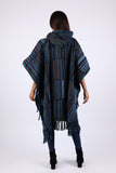 225900 Baja Blue Hippie Poncho: Hooded with Tassels