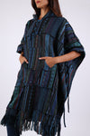 225900 Baja Blue Hippie Poncho: Hooded with Tassels