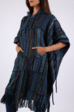 225900 Baja Blue Hippie Poncho: Hooded with Tassels