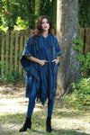 225900 Baja Blue Hippie Poncho: Hooded with Tassels