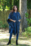 225900 Baja Blue Hippie Poncho: Hooded with Tassels