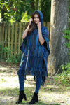 225900 Baja Blue Hippie Poncho: Hooded with Tassels