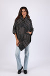 225903 Charcoal Patchwork Poncho: Hippie Style in Baja Prints