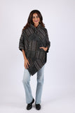 225903 Charcoal Patchwork Poncho: Hippie Style in Baja Prints