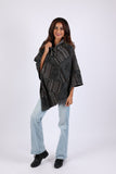 225903 Charcoal Patchwork Poncho: Hippie Style in Baja Prints