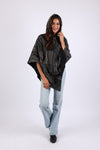 225903 Charcoal Patchwork Poncho: Hippie Style in Baja Prints