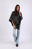 225903 Charcoal Patchwork Poncho: Hippie Style in Baja Prints