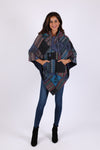 225904 Monsoon Blue Patchwork Poncho: Hippie Baja Style