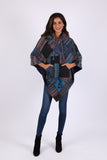 225904 Monsoon Blue Patchwork Poncho: Hippie Baja Style