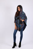 225904 Monsoon Blue Patchwork Poncho: Hippie Baja Style