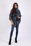 225904 Monsoon Blue Patchwork Poncho: Hippie Baja Style