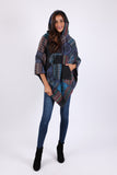 225904 Monsoon Blue Patchwork Poncho: Hippie Baja Style