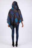 225904 Monsoon Blue Patchwork Poncho: Hippie Baja Style