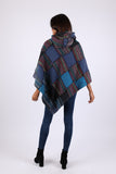 225904 Monsoon Blue Patchwork Poncho: Hippie Baja Style