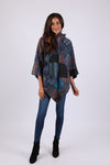 225904 Monsoon Blue Patchwork Poncho: Hippie Baja Style