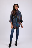 225904 Monsoon Blue Patchwork Poncho: Hippie Baja Style
