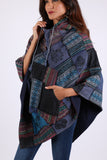 225904 Monsoon Blue Patchwork Poncho: Hippie Baja Style