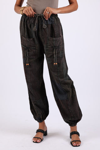 225908 Ash Gray Patchwork Harem Hippie Pants