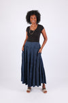 225909 Hippie Maxi Skirt: Flowy in Stonewash Blue
