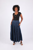 225909 Hippie Maxi Skirt: Flowy in Stonewash Blue