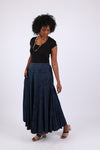 225909 Hippie Maxi Skirt: Flowy in Stonewash Blue