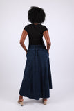 225909 Hippie Maxi Skirt: Flowy in Stonewash Blue