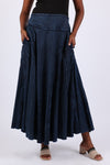 225909 Hippie Maxi Skirt: Flowy in Stonewash Blue