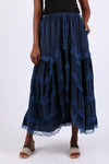 225910 Tierd Ruffle Skirt: Lace Detailing (Stonewash Colors)