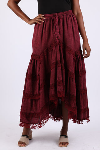 225910 Tierd Ruffle Skirt: Lace Detailing (Stonewash Colors)