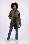225911 Olive Green & Black Hippie Jacket: Bohemian Patchwork