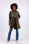 225911 Olive Green & Black Hippie Jacket: Bohemian Patchwork