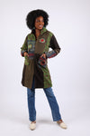 225911 Olive Green & Black Hippie Jacket: Bohemian Patchwork