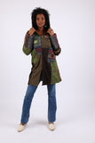 225911 Olive Green & Black Hippie Jacket: Bohemian Patchwork