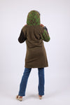 225911 Olive Green & Black Hippie Jacket: Bohemian Patchwork