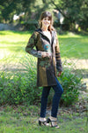 225911 Olive Green & Black Hippie Jacket: Bohemian Patchwork